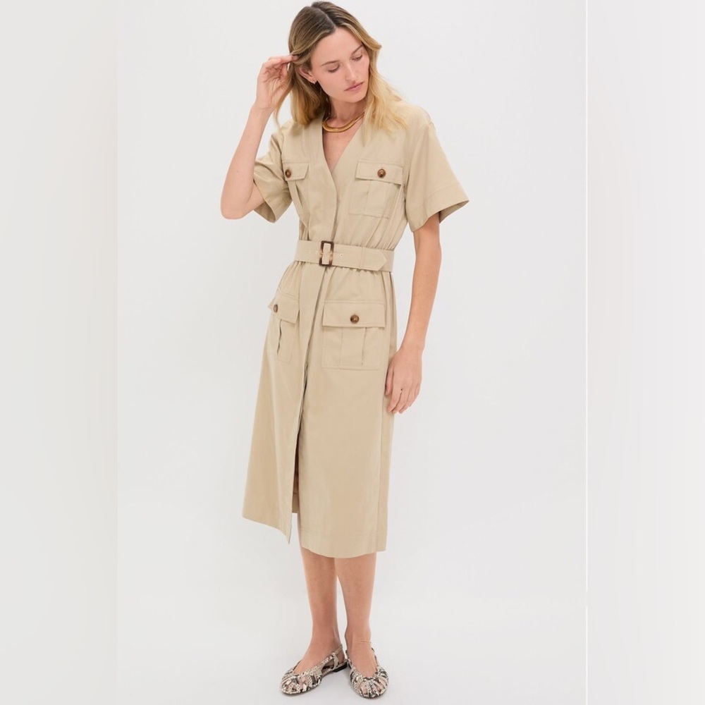 Tuckernuck Tan Belted Midi Shirt Dress